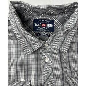 NWT  Ecko‎ Unltd. Mens 3XL Plaid Long Sleeve Button Down  with Elbow Patches